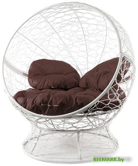 Кресло M-Group Апельсин 11520105 (белый ротанг/коричневая подушка) - фото
