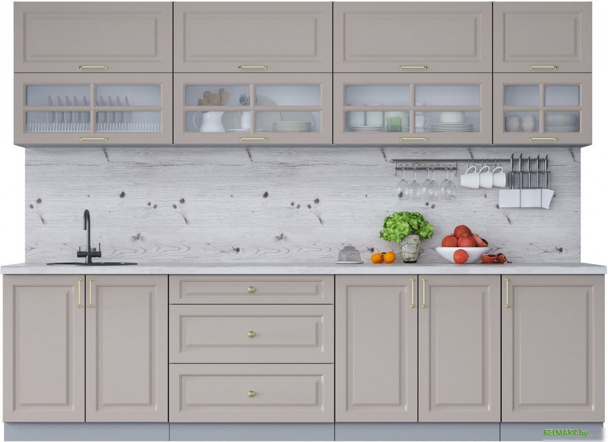 Готовая кухня Интерлиния Мила Шато 2.9Б (луна/луна/бискайская сосна) - фото