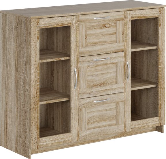 Комод Mio Tesoro Сириус 2 двери со стеклом и 3 ящика 117x95 2.02.03.380.3 (дуб сонома) - фото