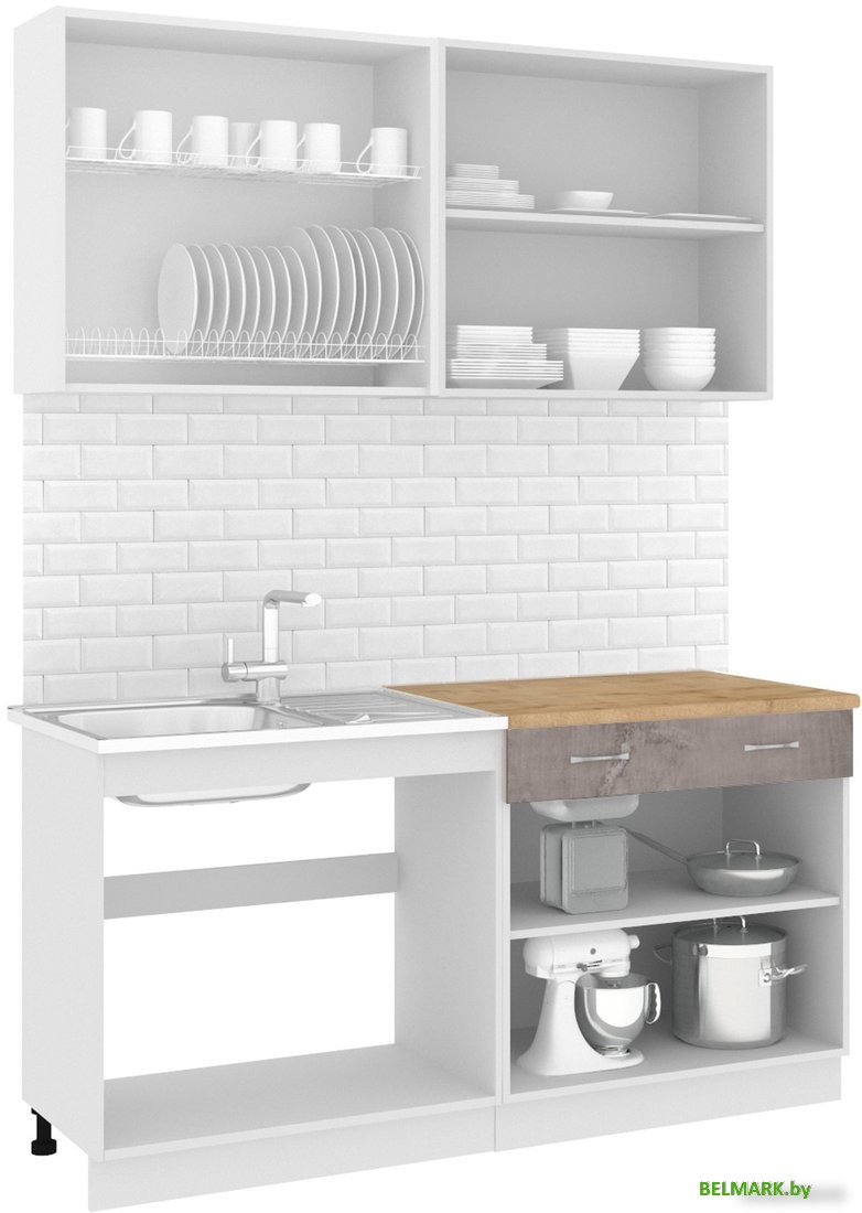 Готовая кухня Кортекс-мебель Корнелия Лира-лайт 1.6м (капучино/оникс/дуб бунратти) - фото2