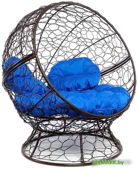 Кресло M-Group Апельсин 11520210 (коричневый ротанг/синяя подушка) - фото