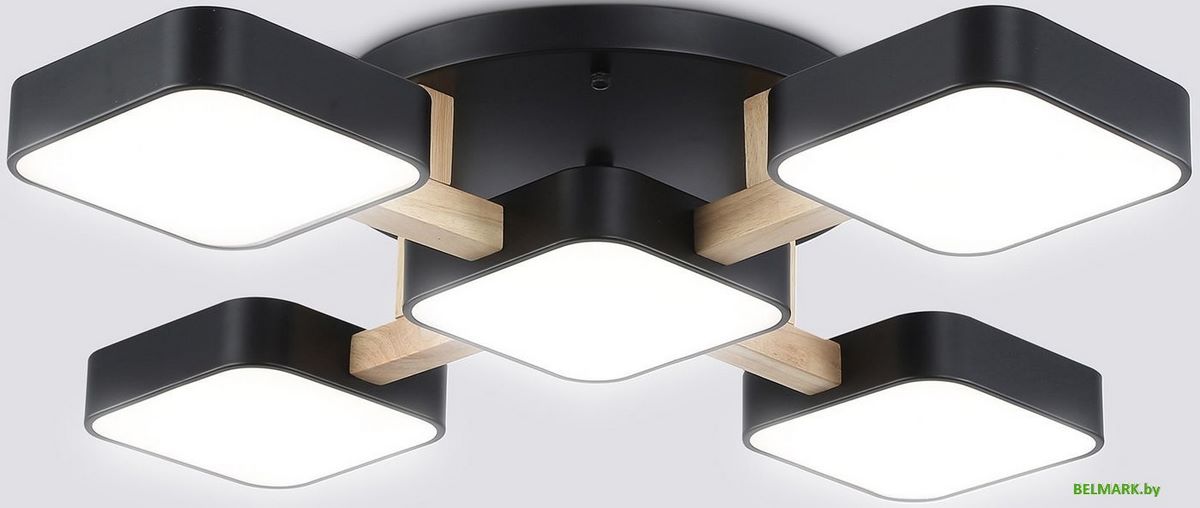 Подвесная люстра Ambrella FL4883/5 BK/WD (черный/дерево) - фото