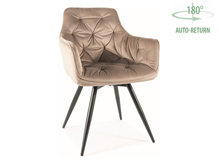 Стул Signal Mango Velvet Bluvel 40 (темно-бежевый/черный) - фото