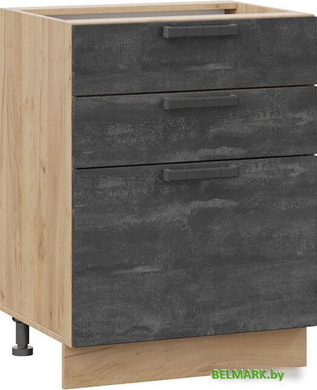 Шкаф напольный Трия Детройт 1Н6Я3 (дуб крафт золотой/угольный камень) - фото