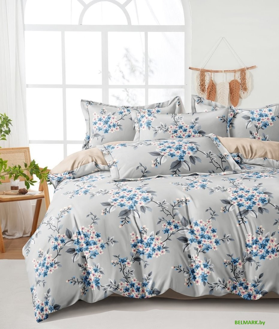 Постельное белье Реноме Евро Оливковая коллекция. Простыня на резинке УУ 6796 (поплин) - фото