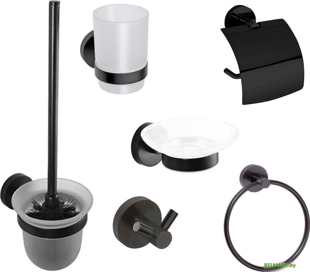 Набор аксессуаров для ванной Bemeta Dark 204600 (черный) - фото