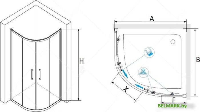Душевой уголок RGW PA-51B 02085199-14 90x90 (черный/прозрачное стекло) - фото2