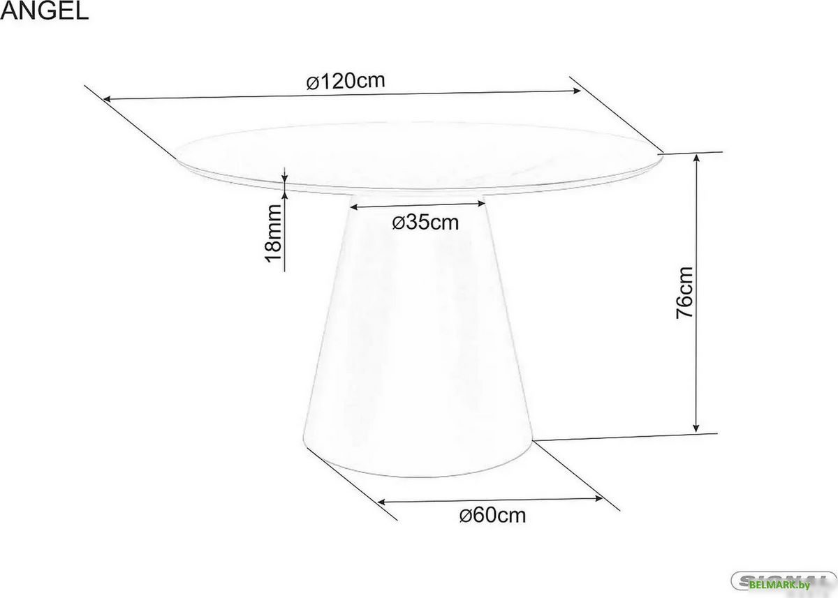 Кухонный стол Signal Angel II 120-160/120 (эффект серого мрамора/черный) - фото2