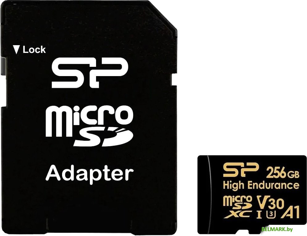 Карта памяти Silicon-Power Golden Series High Endurance microSDXC SP256GBSTXDV3V1HSP 256GB (с адаптером) - фото