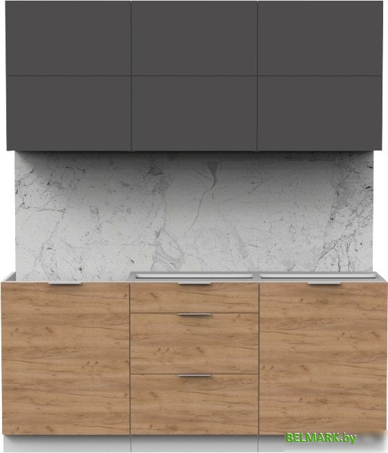 Готовая кухня Интермебель Микс Топ-34 1.8м без столешницы (графит серый/дуб крафт золотой) - фото