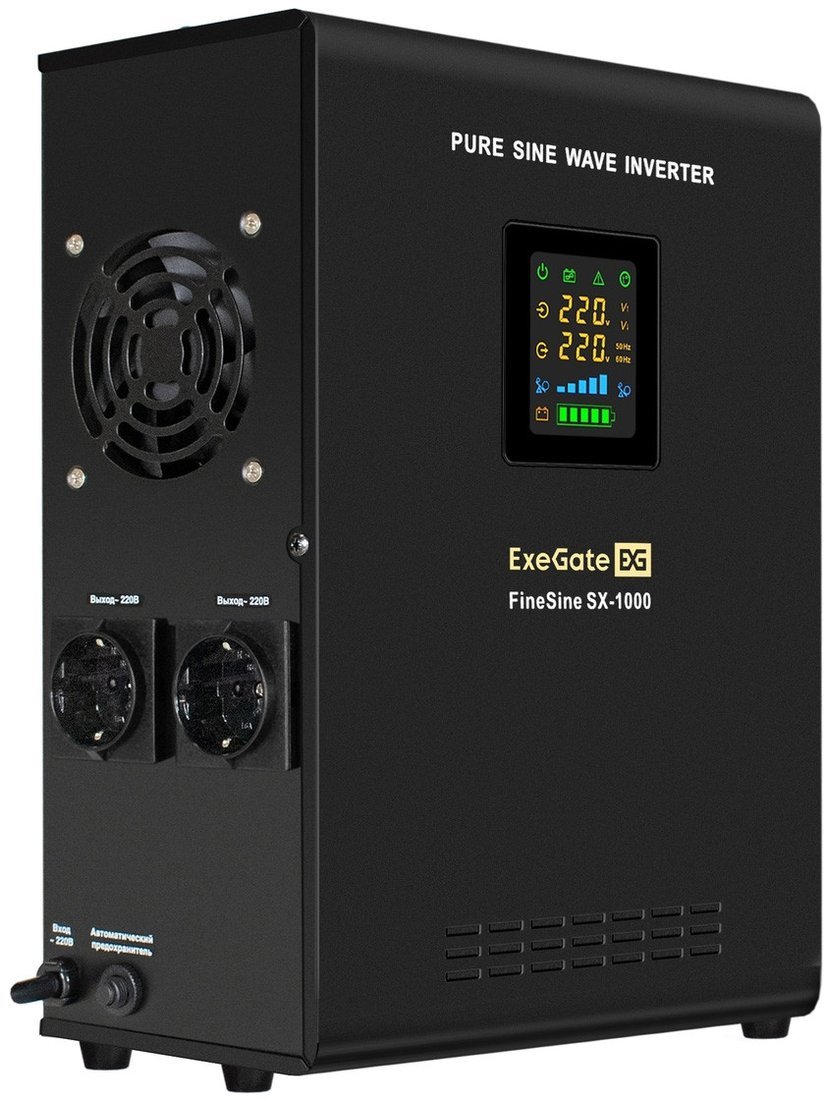 Источник бесперебойного питания ExeGate FineSine SX-1000.LCD.AVR.2SH EX295997RUS - фото