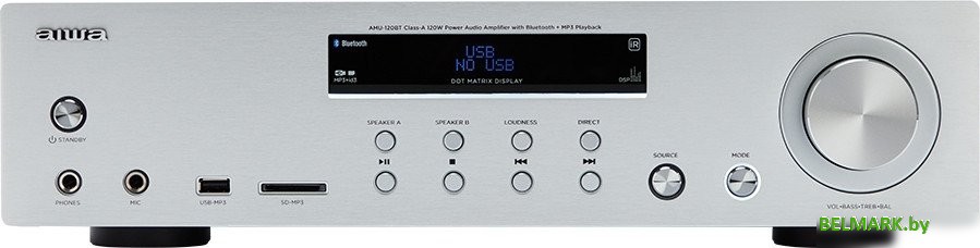 Интегральный усилитель Aiwa AMU-120BT (серебристый) - фото2