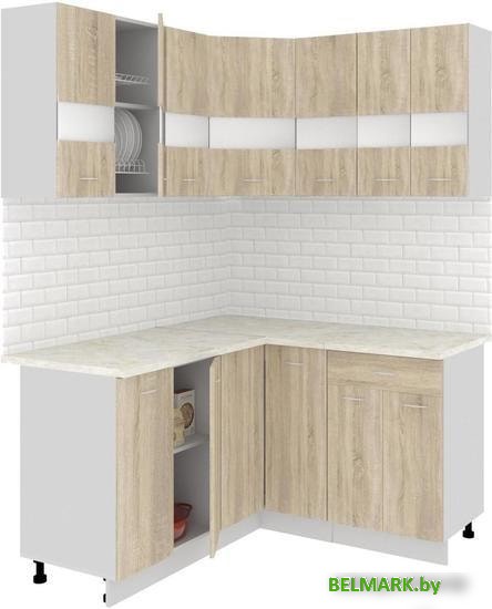 Угловая кухня Кортекс-мебель Корнелия Экстра 1.5x1.4м (дуб сонома/марсель) - фото