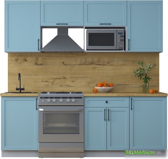 Готовая кухня Интерлиния Тренд 2.2В (океан/океан/дуб бунратти) - фото