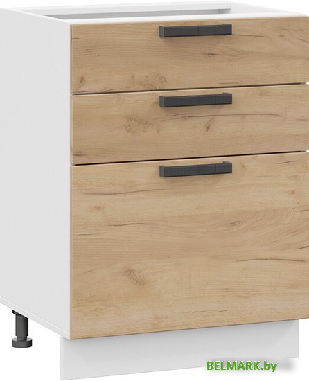 Шкаф напольный Трия Детройт 1Н6Я3 (белый/дуб крафт золотой) - фото