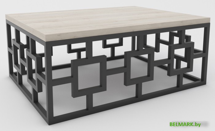 Журнальный столик Hype Mebel Лок 75x100 (черный/древесина белая) - фото