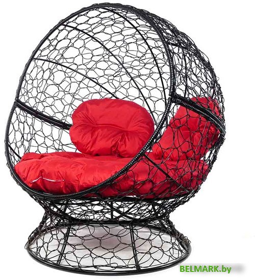 Кресло M-Group Апельсин 11520406 (черный ротанг/красная подушка) - фото