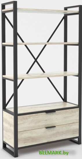 Стеллаж Hype Mebel Стандарт Люкс 80x170 (черный/древесина белая) - фото