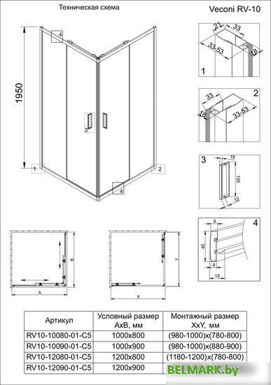 Душевой уголок Veconi RV-10 RV10-10090-01-C5 - фото2