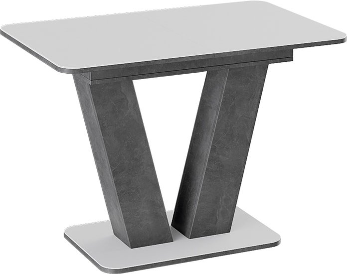 Кухонный стол Трия Чинзано тип 1 раздвижной (моод темный/стекло белое матовое) - фото