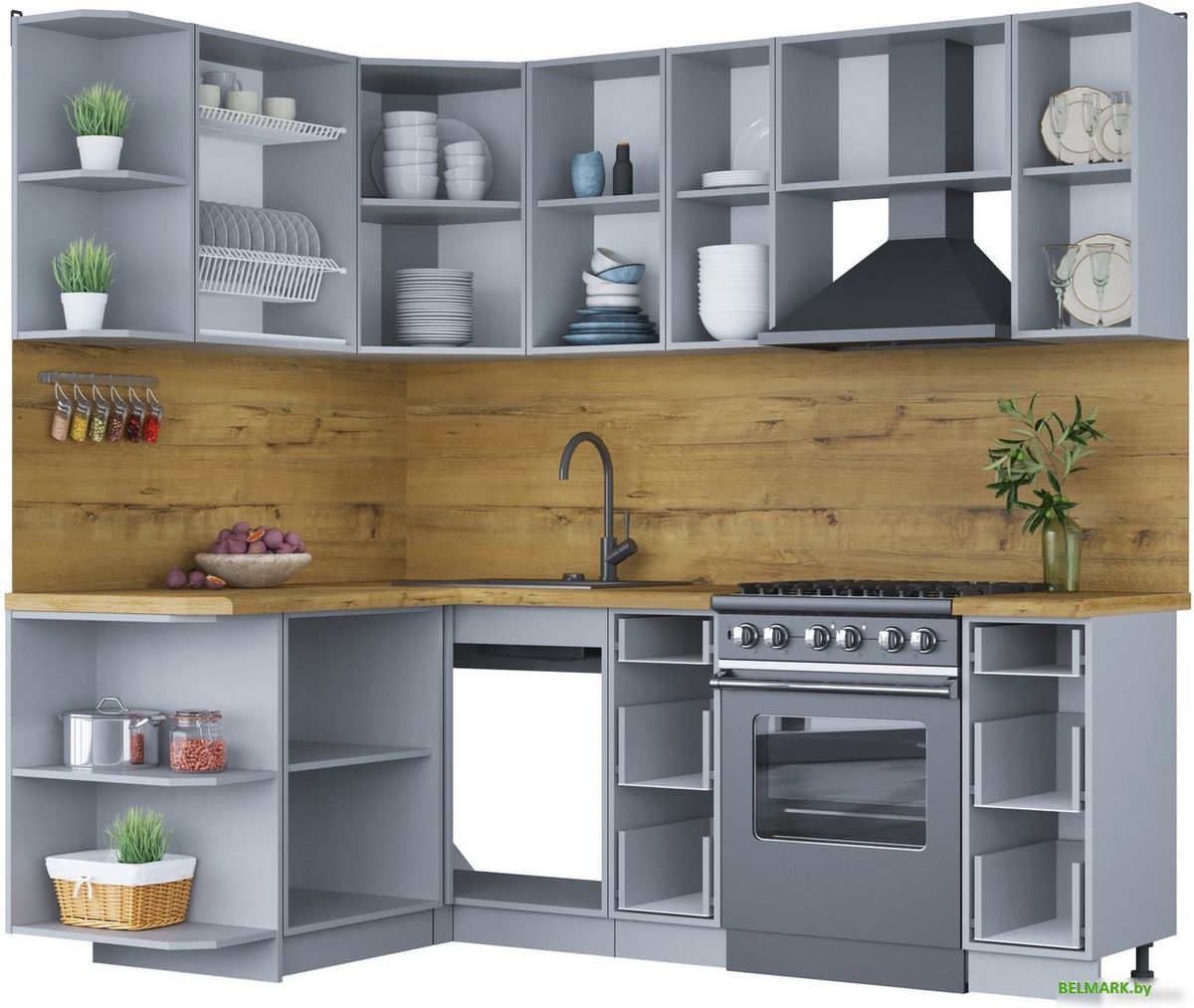 Готовая кухня Интерлиния Мила Шато 1.5x2.2 левая (океан/океан/дуб бунратти) - фото2