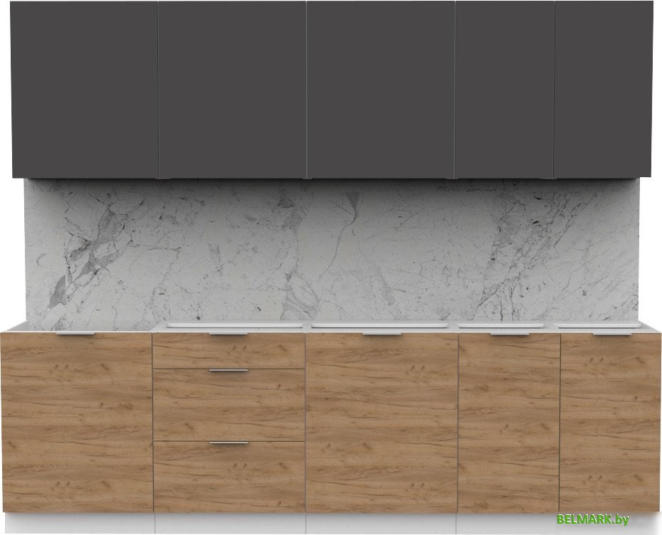 Готовая кухня Интермебель Микс Топ-9 2.6м без столешницы (графит серый/дуб крафт золотой) - фото