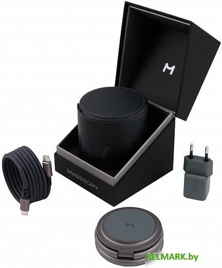 Беспроводное зарядное Magssory Disc Signature Edition 3 в 1 для Apple WCH033 (темно-серый) - фото2
