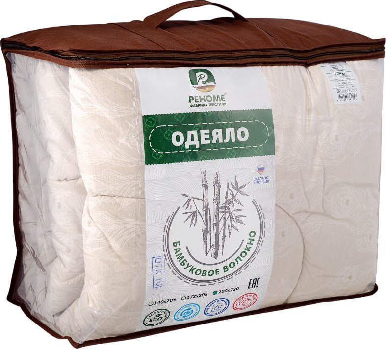 Одеяло Реноме Евро Поплин бежевый 14/254нБЖ 200x220 (бамбук, 300) - фото