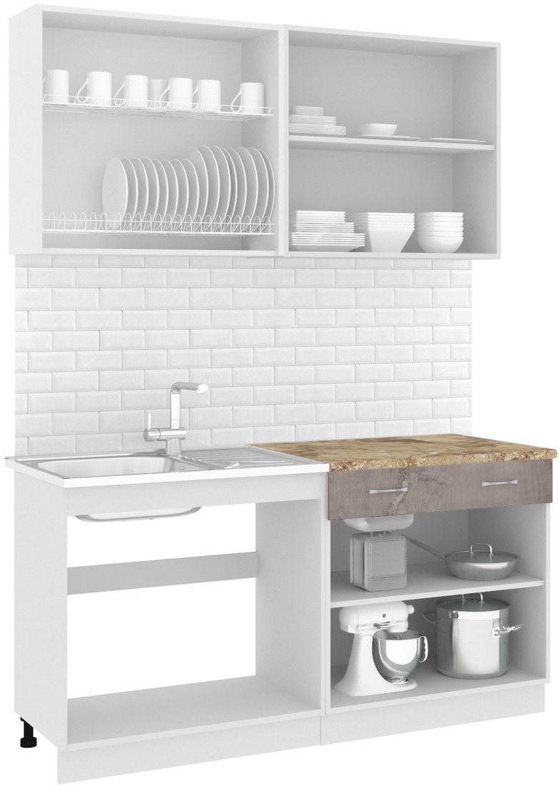 Готовая кухня Кортекс-мебель Корнелия Лира-лайт 1.6м (капучино/оникс/мадрид) - фото2