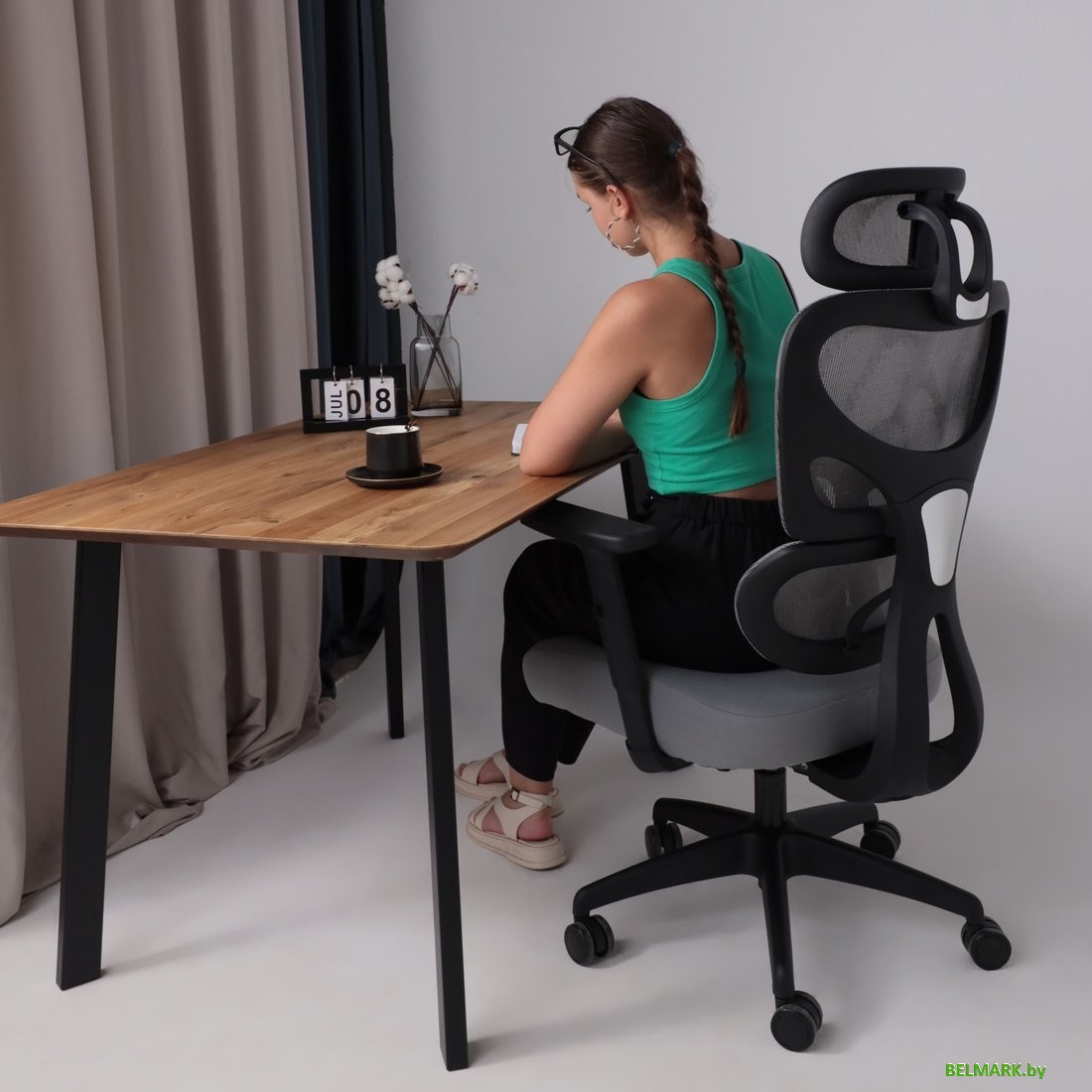 Офисное кресло AksHome Pascal (ткань/сетка, серый) - фото2