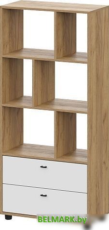 Стеллаж SV-Мебель Милан 00-00108378 (дуб золотой/белый матовый) - фото2