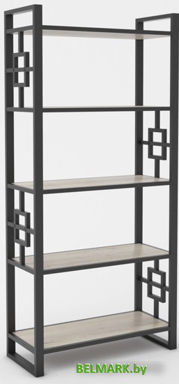 Стеллаж Hype Mebel Квадро 50x200 (черный/дуб галифакс натуральный) - фото