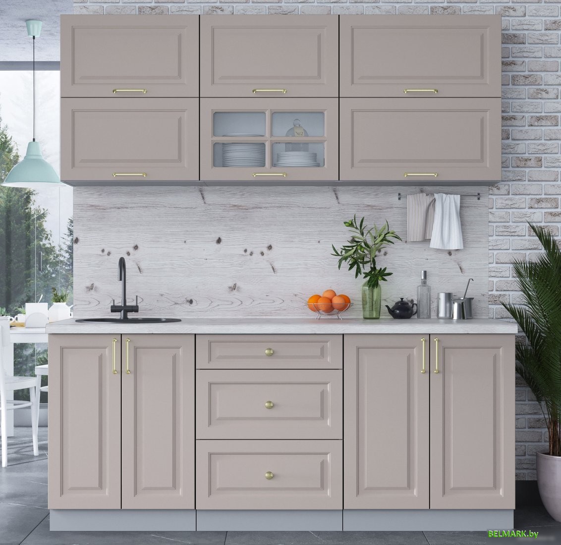 Готовая кухня Интерлиния Мила Шато 1.9Б (луна/луна/бискайская сосна) - фото2