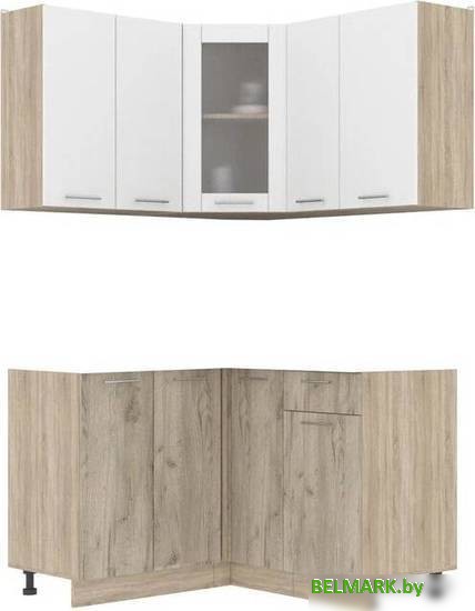 Готовая кухня Интерлиния Мила 12x13 без столешницы (белый платинум/дуб серый) - фото