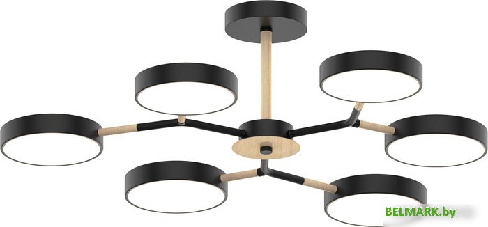 Припотолочная люстра Mirastyle MH-3200/6 BK+Wood - фото