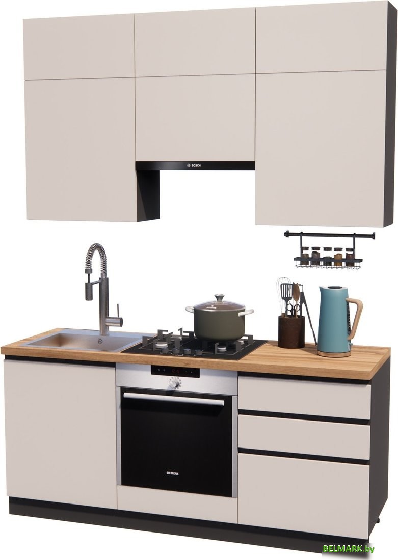 Готовая кухня ВерсоМебель Эко Премиум 1.8 (кашемир/ст. дуб вотан) - фото