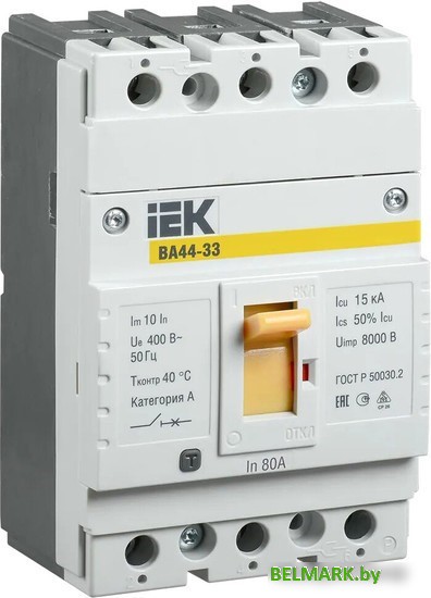 Выключатель автоматический IEK ВА 44-33 3P 80A 15kA SVA4410-3-0080 - фото