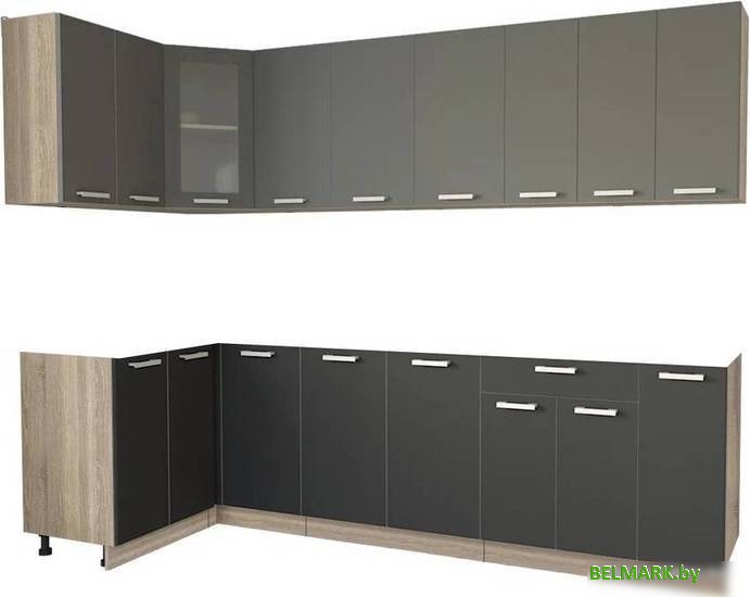 Готовая кухня Интерлиния Мила 12x27 без столешницы (серебристый/антрацит) - фото