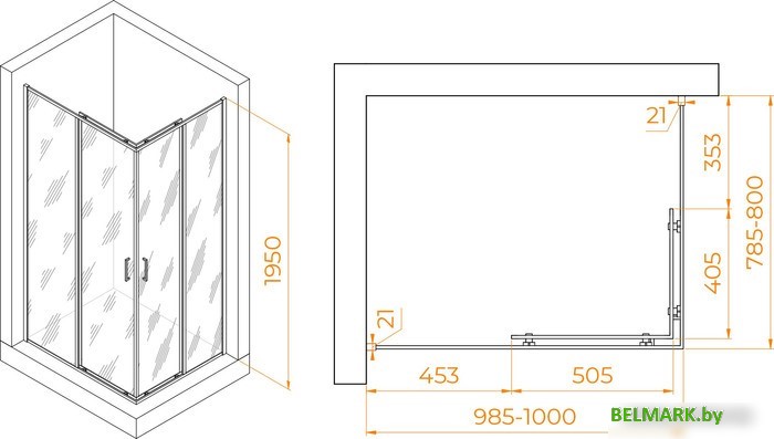 Душевой уголок RGW PA-040B 3508104080-14 80x100 (черный/прозрачное стекло) - фото2