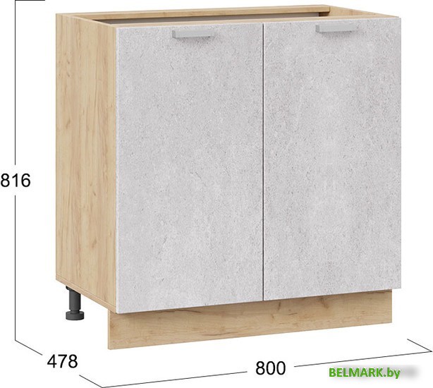 Шкаф напольный Трия Гранита 1Н8 (дуб крафт золотой/бетон снежный) - фото2