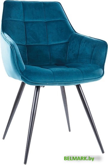 Стул с подлокотниками Signal Lilia Velvet (bluvel 85 бирюзовый/черный) - фото