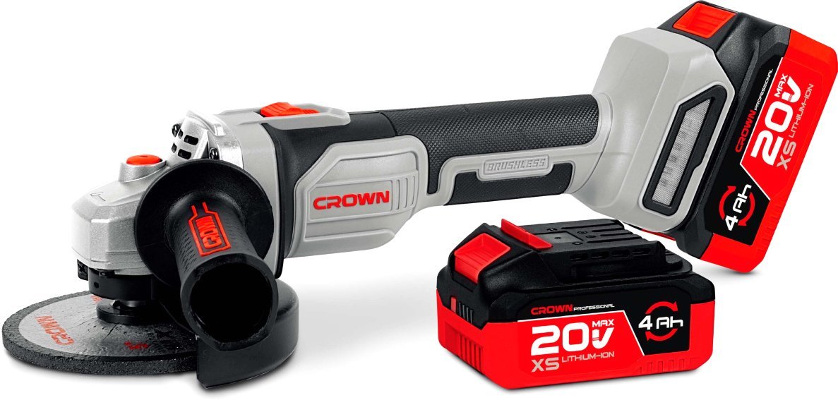 Угловая шлифмашина Crown CT23026-125XS-4 BMC (с 2-мя АКБ) - фото