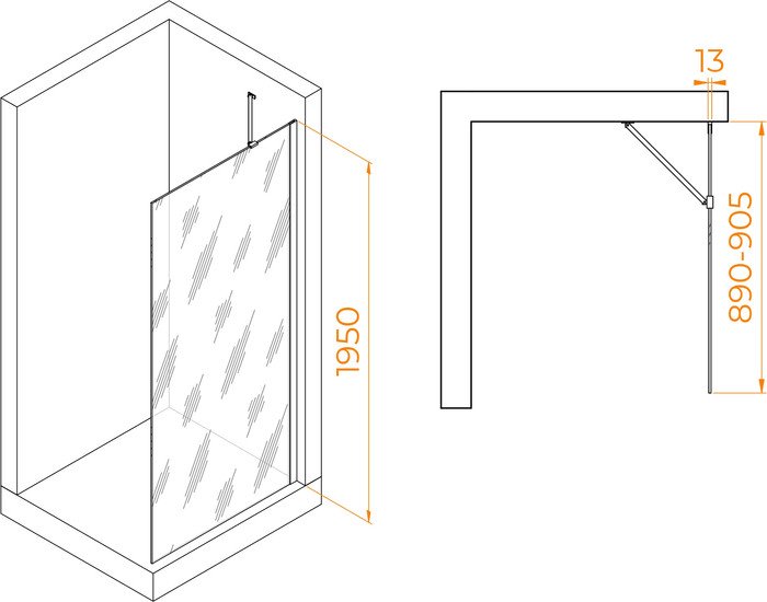 Душевая стенка RGW WA-110 351011009-11 90 (хром/прозрачное стекло) - фото2