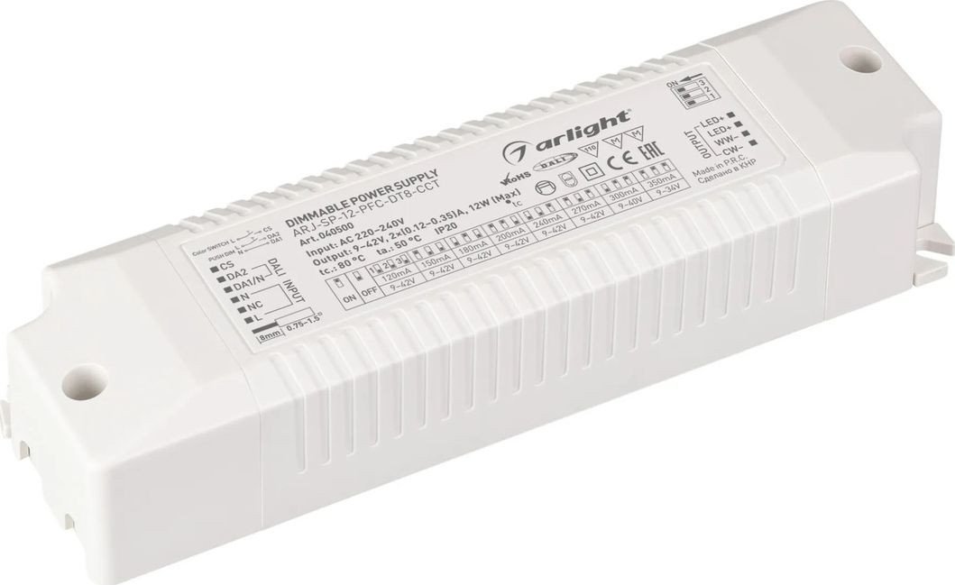 Блок питания Arlight ARJ-SP-12-PFC-DT8-ССT (12W. 9-42V. 0.12-0.35А) 040500 - фото
