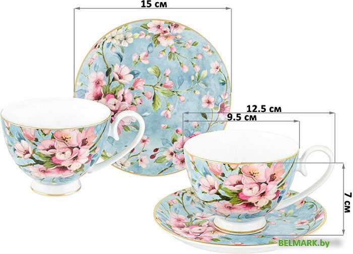 Сервиз Elan Gallery Яблоневый цвет на голубом 420441 - фото2