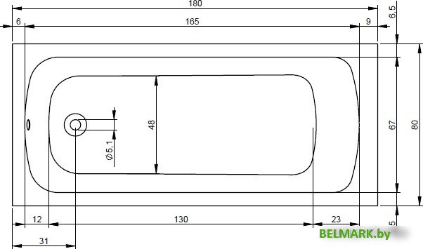 Ванна Riho Dola 180x80 [BB32] - фото2