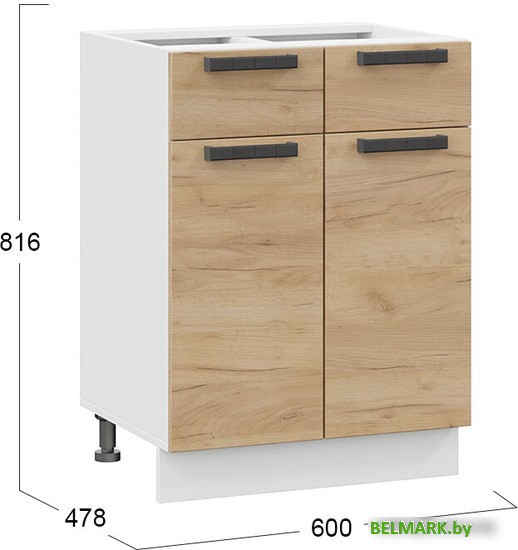 Шкаф напольный Трия Детройт 1Н6Я1 (белый/дуб крафт золотой) - фото2