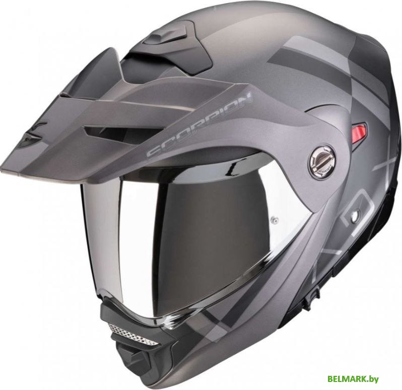 Мотошлем Scorpion Exo Adx-2 Galane (р. XL, черный матовый/серебристый) - фото