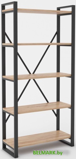 Стеллаж Hype Mebel Стандарт-2 80x170 (черный/дуб галифакс натуральный) - фото