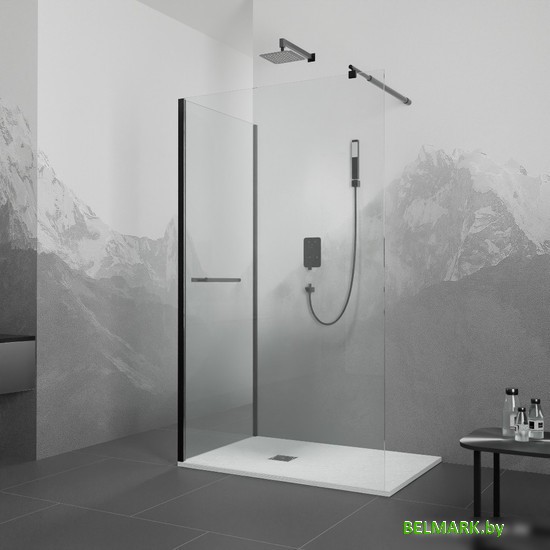 Душевой уголок RGW WA-05-1B (WA-02B+Z-060-2B) 351005118-14 110x80 (черный/прозрачное стекло) - фото